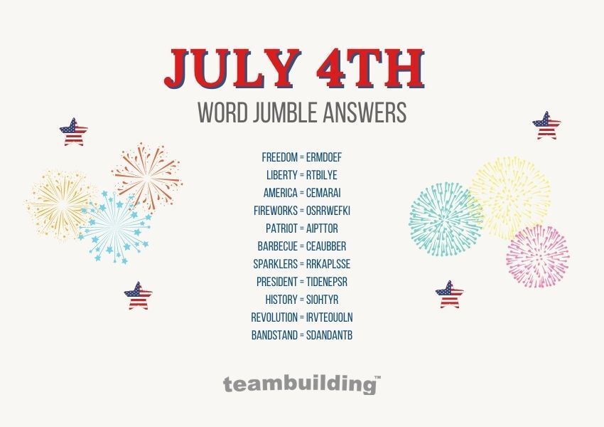 Virtual july 4th word jumble answers